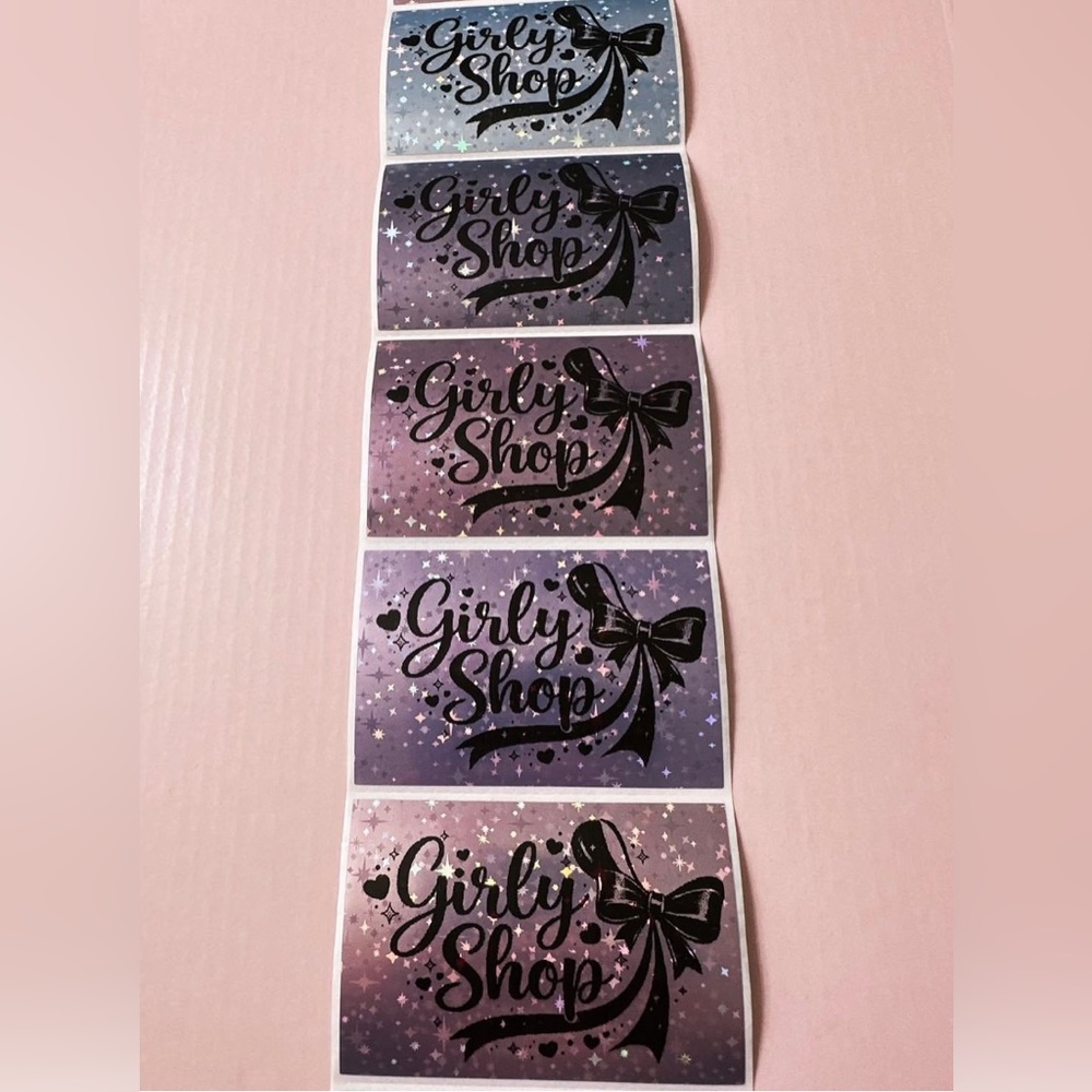 50 ct. Custom 2”x3” Pink, Purple, & Silver Holographic Rectangle Sticker Labels